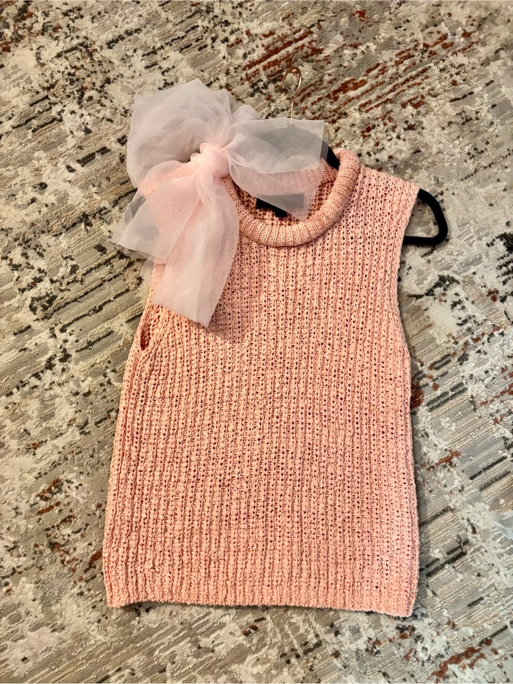 Zara Light Pink Sleeveless Cowl Neck Knit Sweater